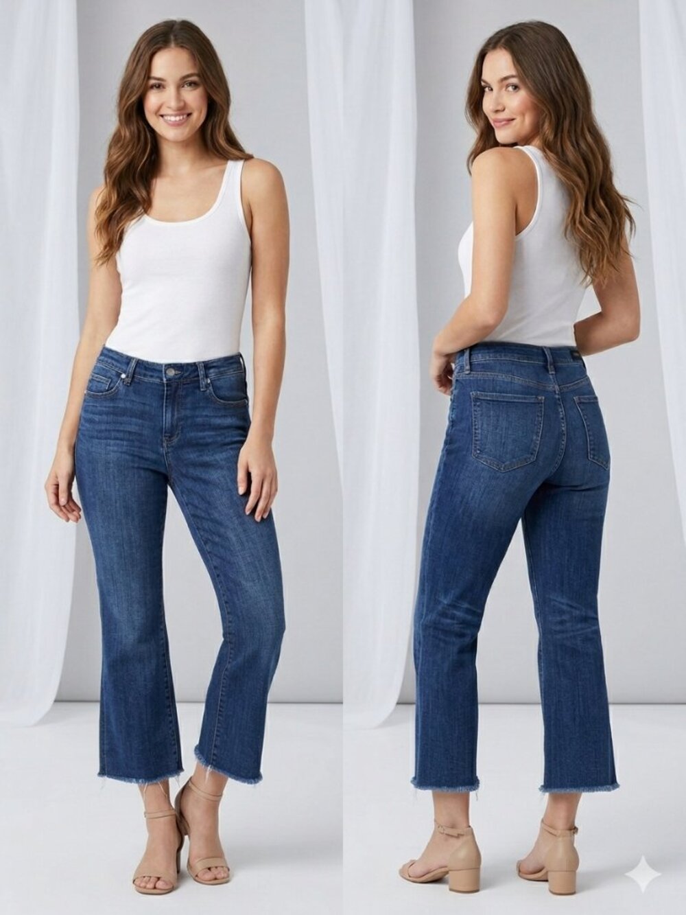Liverpool Los Angeles Crop Flare Jeans Raw Hem Women's Size 8/29